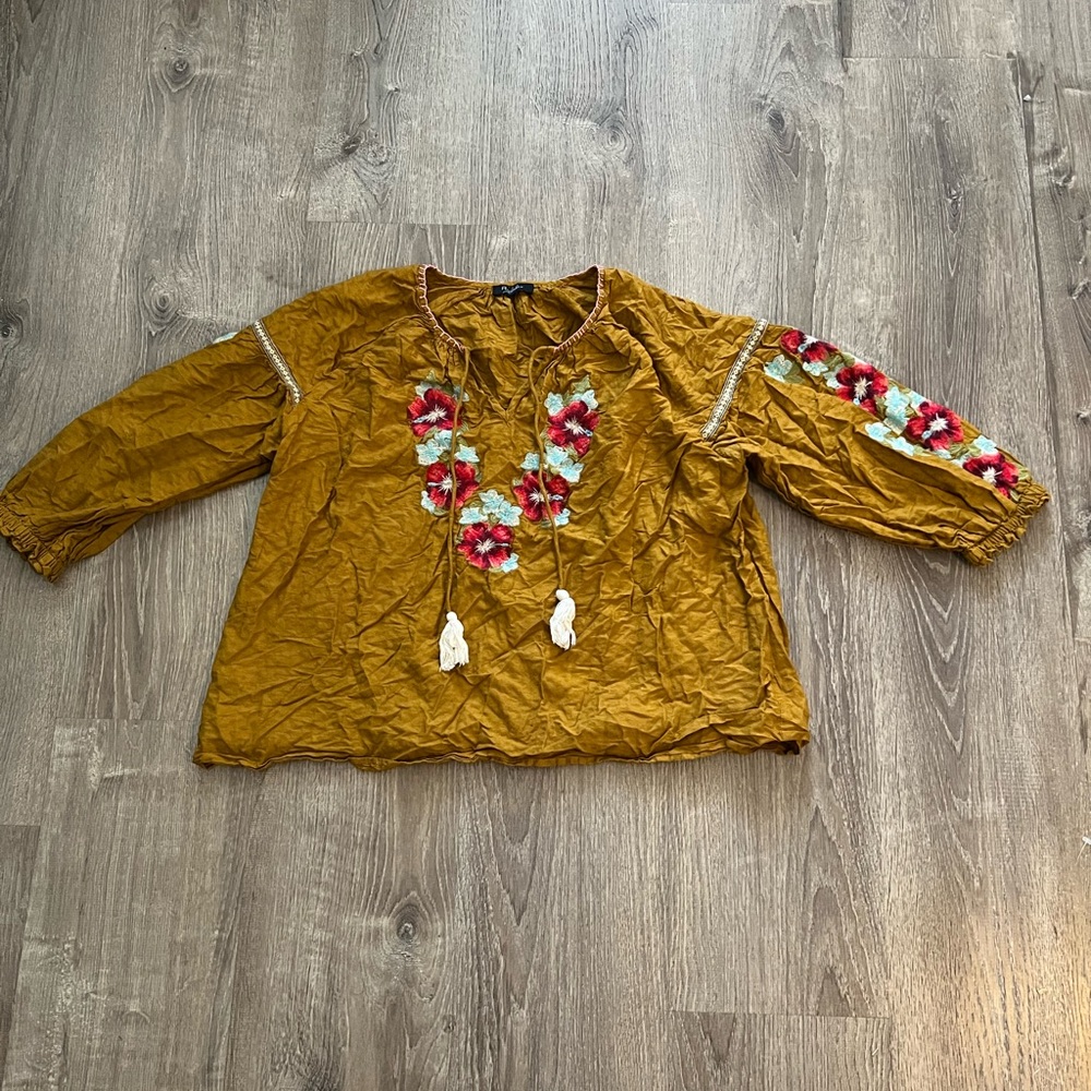 Anthropologie RD & KoKo peasant embroidered top